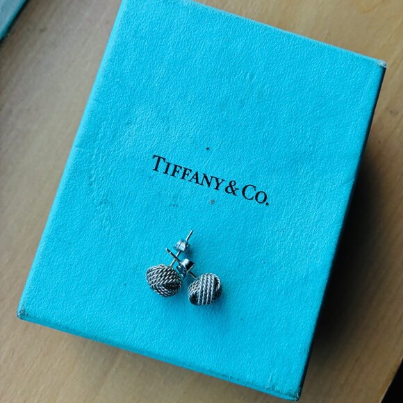 Tiffany & Co Sterling Silver Twist Love Knot Stud Earrings - Picture 3 of 4